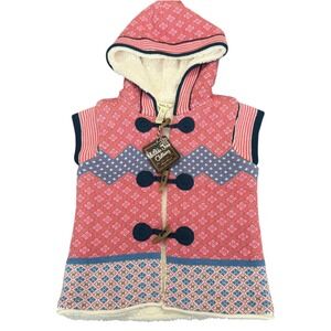 Matilda Jane Warm Hugs Girls Size 6 Pink Blue Fair Isle Sherpa Lined Hooded Vest